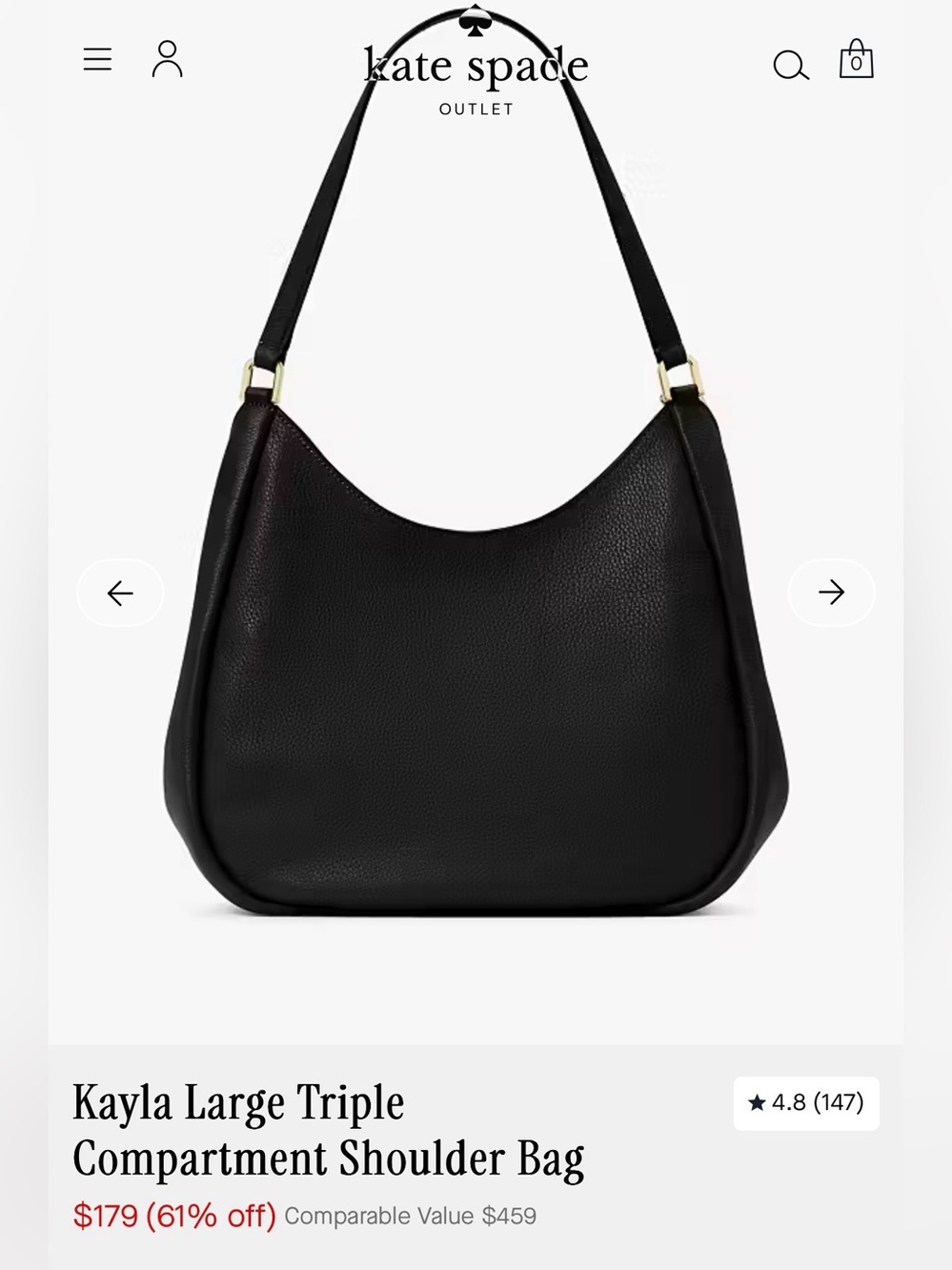 KATE SPADE (NWT) KAYLA LARGE TRIPLE COMPARTMENT SHOULDER BAG - Picture 4 of 9